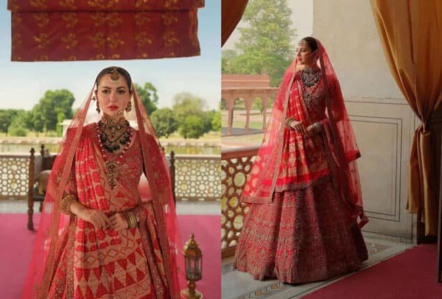 Hania Aamir looks ravishing in bridal attire as she glows